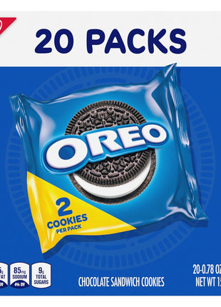 OREO Chocolate Sandwich Cookies, 20 Snack Packs (2 Cookies Per Pack) | Individually Wrapped