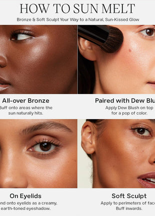 Saie Sun Melt Duo - The Big Brush - Soft, Multi-Use Liquid + Cream Makeup Brush With Synthetic Bristles Bundled With Sun Melt Bronzer in Light Bronze - Buildable Cream Contour, Velvet Finish (1 oz)