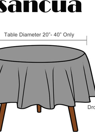 sancua Round Tablecloth   60 Inch   Water Resistant Spill Proof Washable Polyester Table Cloth Decorative Fabric Table Cover for Dining, Buffet Parties and Camping, Black (Fits 20 48 Inch Tables)