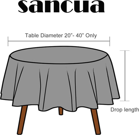 sancua Round Tablecloth   60 Inch   Water Resistant Spill Proof Washable Polyester Table Cloth Decorative Fabric Table Cover for Dining, Buffet Parties and Camping, Black (Fits 20 48 Inch Tables)