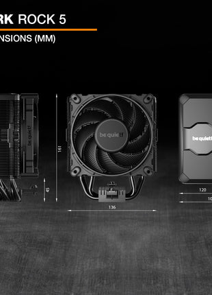 be quiet! Dark Rock 5 CPU air Cooler | Extremely high Cooling Performance | 6 high-Performance Heat Pipes | Silent Wings 4 120mm PWM Fan | high RAM and VRM Cooler Compatibility | BK035
