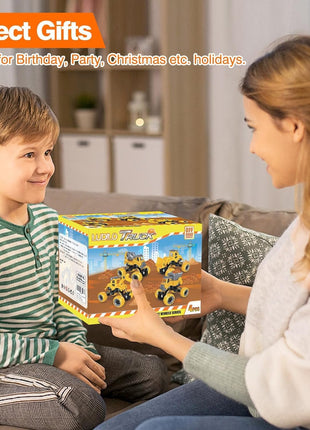 LUDILO Take Apart Construction Toys for 4 Year Old Boys Gifts Toys Age 4-6 | 4PCS Excavator Toy with Electric Drill/Kids Toy Boys 3-5/Building Learning Stem Toys for 3 4 5 6 7 Year Old Boy Birthday Gift