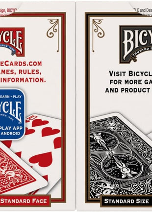 Bicycle Playing Cards 4 Pack Standard Index Poker Size Red and Black | Air Cushion Finish, Made in USA, 2 red and 2 black decks, 52 cards plus 2 Jokers per deck, For all card games