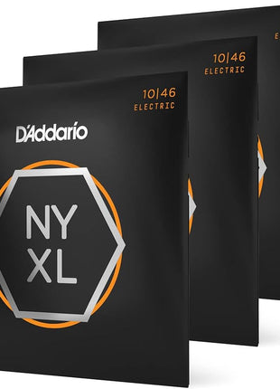 D'Addario Electric Guitar Strings, NYXL Nickel Plated, NYXL1046-3P, Regular Light Gauge 10-46, 6-String Set, Pack of 3