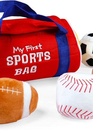 GUND Baby My First Sports Bag 5-Piece Sensory Plush Toy Playset for Babies