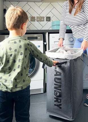 Goodpick Laundry Basket with Wheels, 75L Laundry Hamper, Dorm Room Essentials with Removable Wash Bag for Laundry Room, Rolling Laundry Basket with Handles, Grey