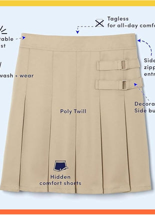 French Toast Big Girls' Two-Tab Pleated Scooter, Navy, 8