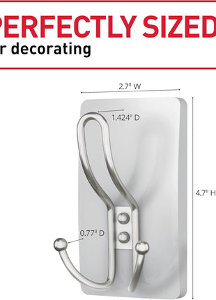 Command X-Large Satin Nickel Triple Hook, 1 Hook, 3 Strips, Damage-Free Hanging Wall Hooks with Adhesive Strips, No Tools Wall Hooks for Hanging Decorations in Living Spaces