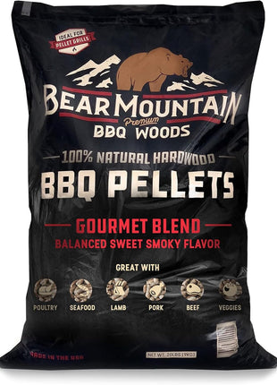 Bear Mountain 2-Pack Wood Pellets for Smoker, Grill & BBQ, 20 Lbs, Gourmet Blend - Premium Hardwood Barbecue Pellets for Indoor and Outdoor Grilling