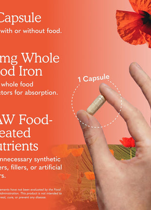 Garden of Life Vitamin Code Raw Iron Supplement - 30 Vegan Capsules, 22mg Once Daily Iron, Vitamins C, B12, Folate, Fruit, Veggies & Probiotics, Iron Supplements for Women, Energy & Anemia Support