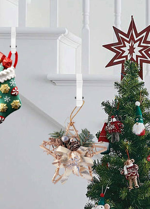 Fireplace Stocking and Garland Hanger, 2 in 1 Mantel Hanger for Garland, Fireplace Stocking Holders for Mantle Garland Hooks for Xmas Holiday Home Party Decoration,Fits 0.31"-3.5"Mantles (White, 3)