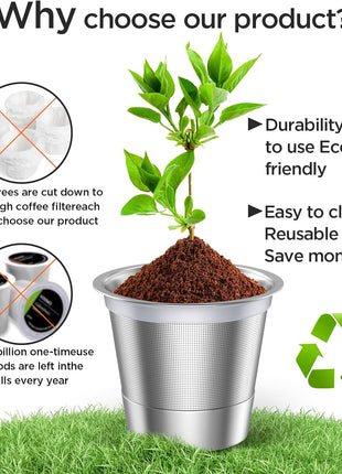 Noalto Reusable K Cups and Coffee Pods,Universal stainless steel k Cups for Keurig 2.0 and 1.0 Coffee Makers machine(2pack)