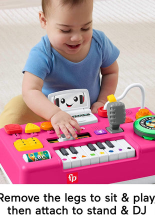 Fisher-Price Laugh & Learn Mix & Learn DJ Table Baby Toy | Pink, 12 Busy Activities, Musical Learning Play, Infants & Toddlers Ages 6+ Months