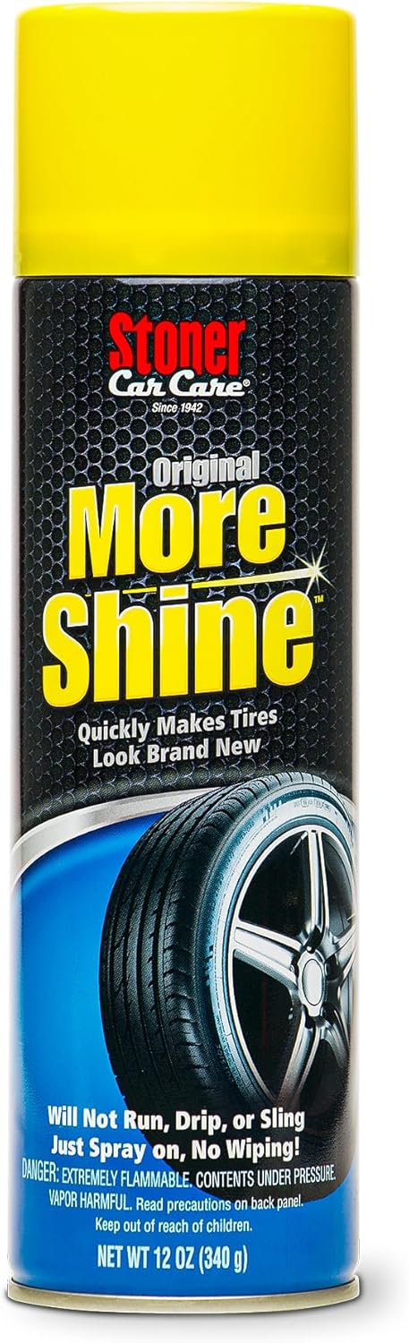 Stoner Car Care 91044 Original More Shine Tire Shine Spray – Tire Dressing Restores Deep Matte Black Finish with Long-Lasting Rain-Resistant Protection, Dry-to-Touch – 12 oz