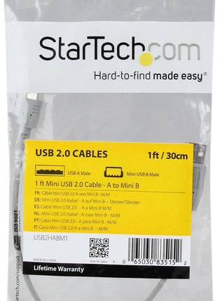 StarTech 1-Feet Mini USB 2.0 Cable - A to Mini B (USB2HABM1)