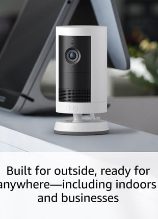 Ring Outdoor Cam Plus, Plug-In (newest model), Home or business security, Wide-Angle 2K Video with Ring Vision, Low-Light Sight for full-color night vision, Mount-Anywhere Versatility, Black