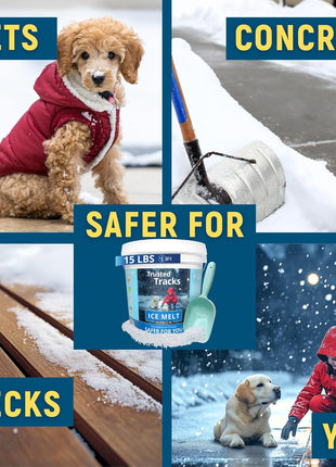 Ice Melt, Pet Safe Ice Melt, 15 LBS Premium Snow Melter, Pure Magnesium Chloride, Safer for Pets, Concrete, Effective to -35 F, 15 lb