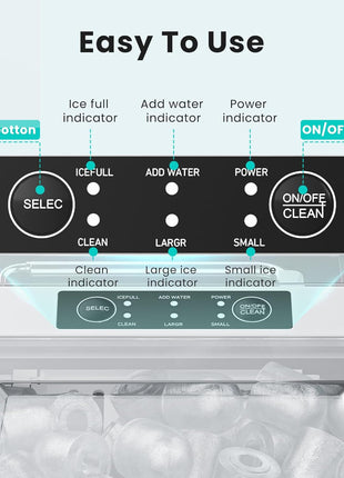 OLIXIS Ice Maker Machine, 26lbs in 24Hrs, 9 Ice Cubes in 6 Mins,Auto-Cleaning Portable Ice Maker with Basket and Scoop, Countertop Ice Maker for Home/Kitchen/Camping/RV, White