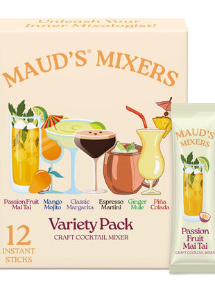 Maud's Mixers Variety Pack Cocktail Mix, 12 ct, Mocktail Non-Alcoholic Drinks - Made with Real Agave - Low Calorie, Low Sugar, Easy to Mix