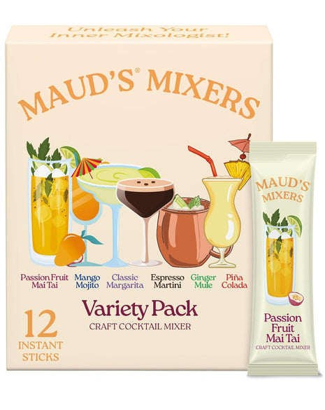 Maud's Mixers Variety Pack Cocktail Mix, 12 ct, Mocktail Non-Alcoholic Drinks - Made with Real Agave - Low Calorie, Low Sugar, Easy to Mix