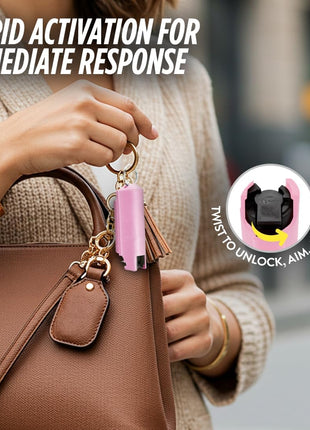 Guard Dog Security Quick Action Pepper Spray Self Defense Keychain, Maximum Strength 1.44 MC, OC Spray, 16-Foot Range, Twist-Lock Safety, Belt Clip for Easy Carry for Women and Men, Made in USA