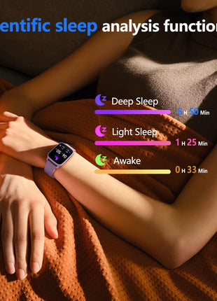 FITVII Fitness Tracker, Smart Watch with 24/7 Blood Pressure Heart Rate and Blood Oxygen Monitor, Sleep Tracker with Calorie Step Counter, IP68 Waterproof Activity Tracker for Women Men Android iOS