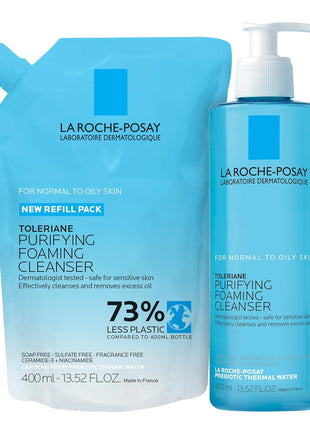 La Roche-Posay Toleriane Purifying Foaming Facial Cleanser, Oil Free Face Wash for Oily Skin and for Sensitive Skin with Niacinamide, Pore Cleanser Won't Dry Out Skin, Unscented
