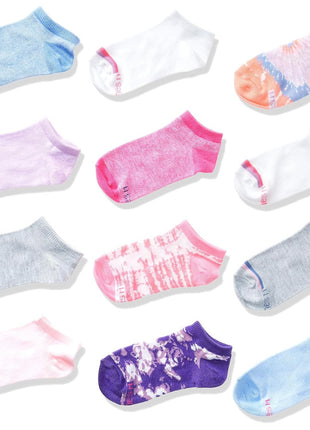 Hanes Girls' Socks, Fashion Patterned Soft Socks, No Show, Ankle, and Crew, 12-pair Packs