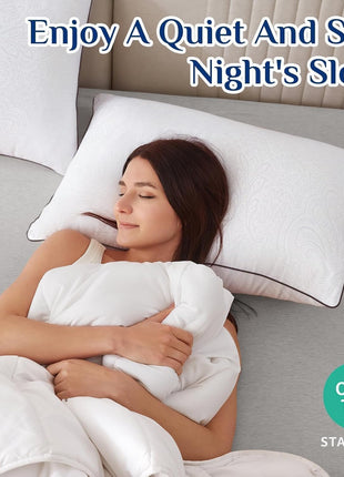JOLLYVOGUE Standard Pillows Set of 2, Cooling and Supportive Pillows Full Size Set of 2 for Side and Back Sleepers, Down Alternative Hotel Collection Sleeping Pillow