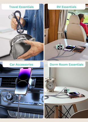 2026 Travel Essentials for Apple Watch Charger,Cruise Vacation Camping Essentials,iPhone Charger,Multi Charging Cable,3 in 2 Charging Docks for iWatch Series 11-2/Ultra,iPhone 17-12,Car