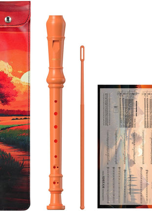 SDREAM Soprano Recorder Instrument for Kids and Adults - Beginner 8 Hole German Fingering Recorder Flute With Cleaning Rod, Packing Bag and Sheet Music (Orange)