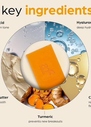 Kojic Acid Soap + African Net Sponge (2 pack x 142g Turmeric bars) Dark spot remover & Scars   Original Japanese Complex Vitamin C, Hyaluronic Acid, retinol, shea butter (Citrus)