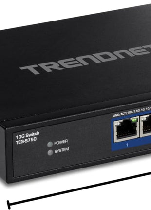 TRENDnet 5-Port 10G Switch, TEG-S750, 5 x 10G RJ-45 Ports, 100Gbps Switching Capacity, Supports 2.5G and 5G-Base-T Connections, Ethernet Splitter, NDAA & TAA Compliant, Lifetime Protection, Black