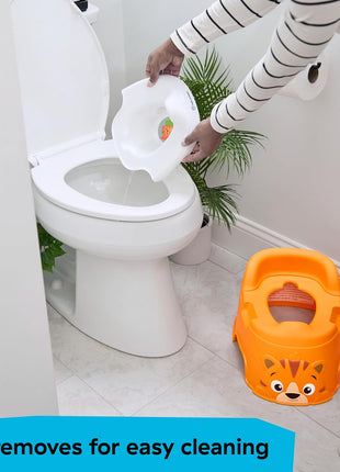 Baby Einstein Tinkle and Reveal Tiger Potty Training Toilet, Non-Skid Toddler Potty, Removable Bowl, Ages 18+ Months