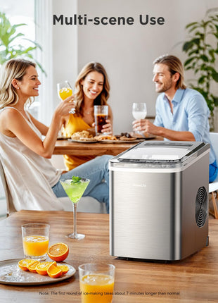 GoveeLife Smart Countertop Ice Makers, Portable Ice Maker Machine with Self-Cleaning, 6 Mins 9 Bullet Ice, 26lbs/24Hrs, Voice Remote for Home Kitchen Party Camping, with Ice Scoop Stainless Silver