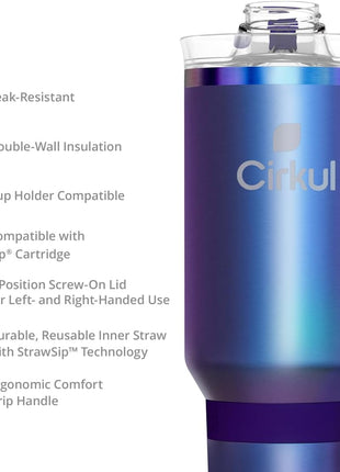 Cirkul 40oz. Chameleon Stainless Steel Tumbler with Handle, All Day StrawSip, Double Wall Insulated