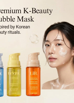 Curest Wash-Free Micro Bubble Mask - Korean Skin Care Set for Radiant Glow