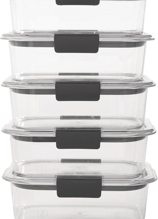 Rubbermaid Brilliance Food Storage Containers BPA Free Airtight Lids Ideal for Lunch Meal Prep & Leftovers Set of 5 (3.2 Cup)