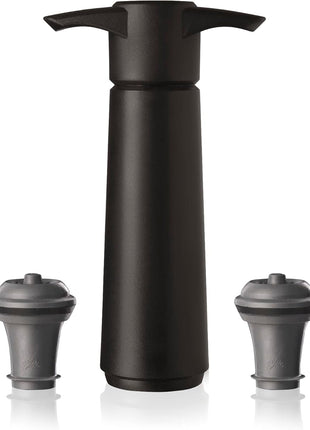 Vacu Vin Original Wine Saver with 4 Vacuum Bottle Stoppers ??Black Wine Preserver Pump for Red or White Wine ??Manual Air Remover System ??Airtight Seal ??Keep Wine Fresh Longer