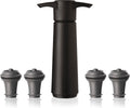 Vacu Vin Original Wine Saver with 4 Vacuum Bottle Stoppers ??Black Wine Preserver Pump for Red or White Wine ??Manual Air Remover System ??Airtight Seal ??Keep Wine Fresh Longer