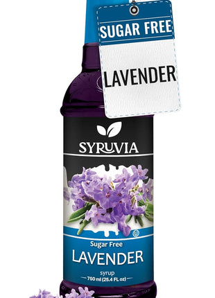 Syruvia Sugar Free Coffee Syrup, Lavender Flavored Syrup for Drinks, Lattes, and Desserts – 25.4 fl oz