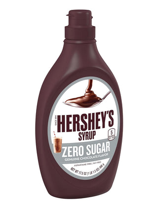 HERSHEY'S Zero Sugar Chocolate Syrup Bottle, 17.5 oz
