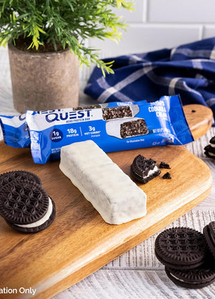 Quest Nutrition Crispy Cookies & Cream Hero Protein Bar, 18g Protein, 1g Sugar, 3g Net Carb, Gluten Free, Protein Snack, Keto Friendly, 12 Count