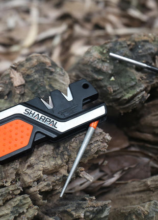 SHARPAL 101N 6-in-1 Pocket Knife Sharpener & Survival Tool – Diamond Sharpening Rod, Fire Starter Ferro Rod, Whistle – Sharpens Straight & Serrated Blades, Repairs & Hones Knives