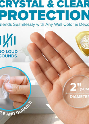 Door Stoppers (Medium) 2" - Door Stop for Wall with Strong Back Adhesive - Quiet and Shock Absorbent Silicone Wall Protectors from Door Knobs - Protects Every Surface - (Clear | 6 PCS)