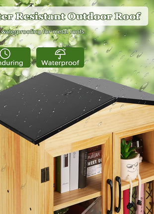 Exttlliy Outdoor Library Outdoor Book Box Storage Small Wooden Cabinet Little Literature Box for Neighborhoods Community and Schools Sharing Books, Flyers, Newspapers, Food and Art (D)