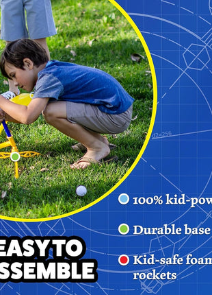 Stomp Rocket Jr Glow Rocket Launcher for Kids, 4 Rockets - Glow in The Dark | Fun Outdoor Toys for Boys & Girls, Ages 3 & Up - Soft Foam Blaster Set Soars Up to 100ft - STEM Toys for Outside & Backyard