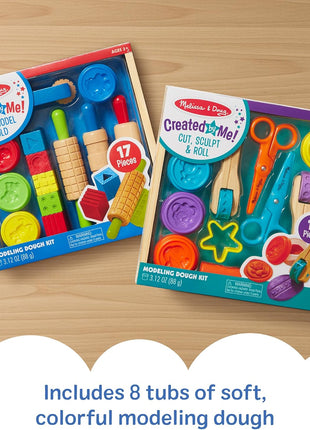 Melissa & Doug Modeling Dough & Sculpting Tools, 8 Tubs of Playdough Modeling Clay with Cutters, Rollers & Molds, Arts & Crafts Kit & Accessories, Preschool Learning Toys for Kids Ages 3+