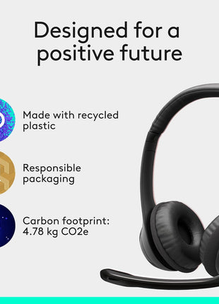Logitech H390 Wired Headset PC/Laptop Stereo Headphones - Black | For PC/Laptop, stereo headphones, microphone, in-line controls, works with Chromebook