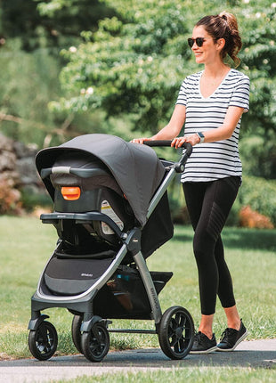 Chicco Bravo 3-in-1 Travel System, Quick-Fold Stroller with Car Seat | Camden colorway, KeyFit 30 car seat, 3 modes, UPF 50+ canopy, one-hand fold, all-wheel suspension, baby travel stroller